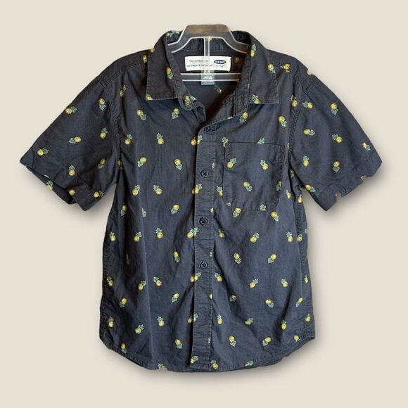 5 for $25🔥Old Navy The Classic Shirt Pineapple Grey Shirt Boys Small (6/7) - Picture 1 of 6